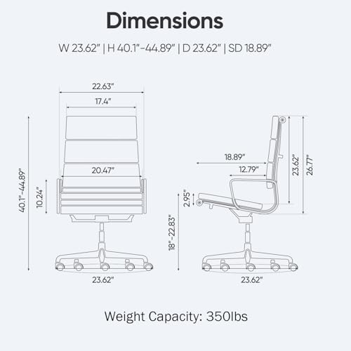 Image of Genuine Leather Office Chair, Padded High Back Ergonomic Executive Desk Chair with Aluminum Arm Rest and Base, Swivel Wheels with Lumbar Support & Tilting Function, Hight Adjustable, Dark Brown