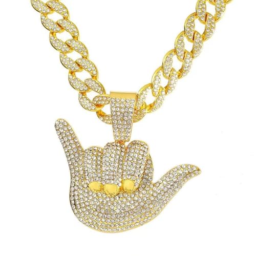 Collier pendentif cool pour hommes à 666 doigts avec une chaîne cubaine hip-hop tendance