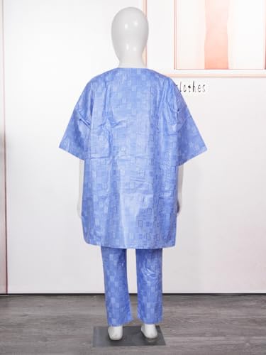 Image of HD African Kids Bazin Attire Traditional Embroidery Ethnic Wear for Boys