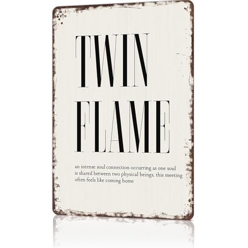 Funny Metal Signs Poster 8x12inch Twin Flame Definition: Minimalist Typography Spiritual Aluminum Tin Sign Wall Art Decoration Painting For Home Bar Office Decor