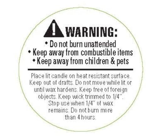 ASTM-Compliant Candle Caution Labels, Pack of 100 1 1/2