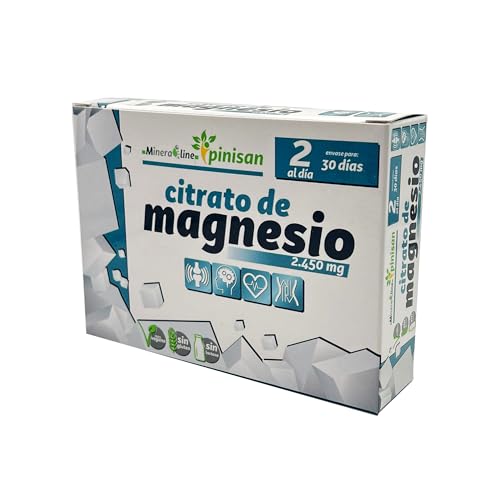 Pinisan Citrato de Magnesio - 60 Cápsulas - Sin Gluten ni Lactosa - Alta Absorción - Soporte para Huesos, Músculos y Energía (1)