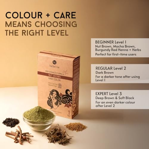 HM Herbal Me Deep Brown Natural Hair Color | CERTIFIED 100% Natural by Ecocert Greenlife (France) - 150 GM