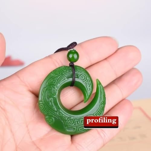 AINIFU Green Jade Dragon Jade Pendant Fashion Runes Necklace Jewellery Chinese Hand-Carved Relax Healing Women Man Luck Gift2