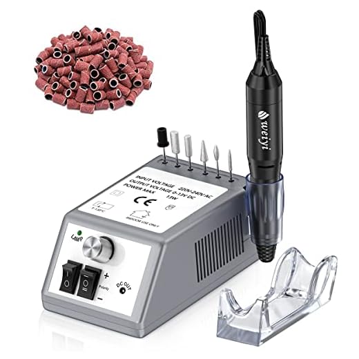 Weiyi Torno para Uñas Profesional, Lima de Uñas Eléctrica 20000 RMP, Molinillo de Uñas Eléctrico Profesional y Herramientas de Corte de Uñas de Manicura con 100 Bandas de Lijado