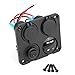 Keenso Impermeable 4 Gang Marine Boat ON/Off Interruptor de Palanca Interruptor Panel y 4.2A Dual USB Socket y voltímetro y Encendedor de Cigarrillos Luz LED(Azul)