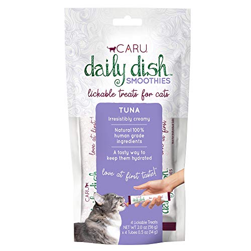 Caru - Daily Dish Smoothies - Lickable Tuna Cat Treat - 4 Pack.5oz Tubes