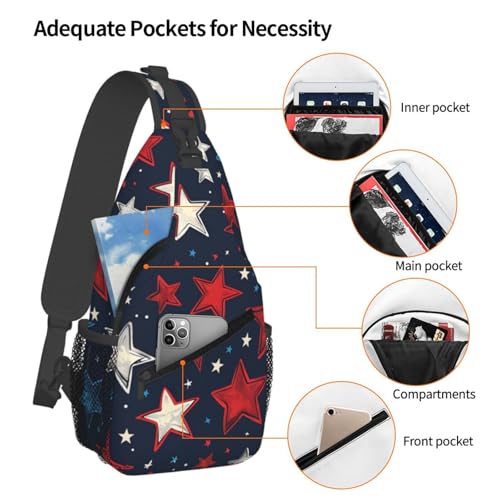 Mochila tipo bandolera roja con patrón de estrellas miniatura 4