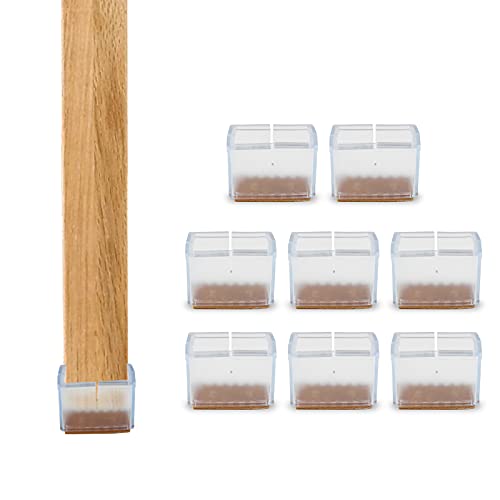 Andux 8Pcs/Set Rectangle Bottom Silicone Wood Floor Protectors Chair Leg Caps Furniture Feet Pads Table Covers Anti-Slip Prevent Scratches Clear GJZJD-01 (9#)