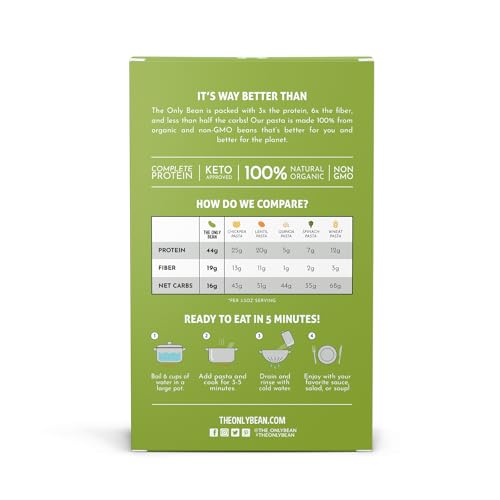 Image of The Only Bean - High Protein Pasta Edamame Spaghetti Noodles - Gluten Free Pasta, Low Carb Pasta Organic, Keto, Low Carb Noodles, Protein Noodles, Healthy, Certified USDA Organic, 8oz (Pack of 2)