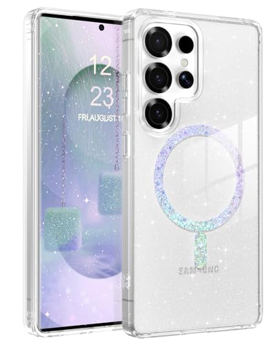 Image of BENTOBEN for Samsung S25 Ultra Case Clear Glitter, Galaxy S25Ultra Magnetic Phone Case [Compatible with MagSafe] Shockproof S25 Ultra 6.9-inch Cute Cover for Women Girl, Shine Bling Clear Glitter