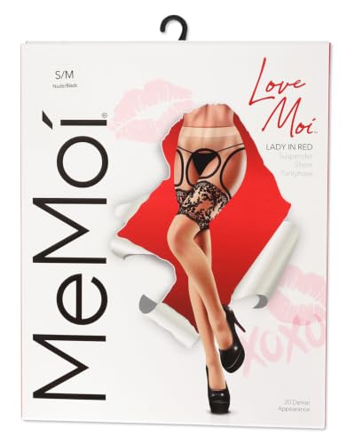 Image of Women's Lady In Red Suspender 20 Denier Sheer Pantyhose