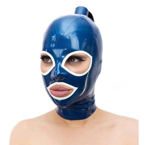 Cagoule en latex avec perruque réaliste pour cosplay et soirées