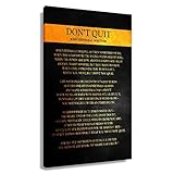 Dont Quit Poem Framed Wall Art Canvas Motivational Poster Inspirational Pictures For Living Room Poetry Gift Framed (12x18 inch)