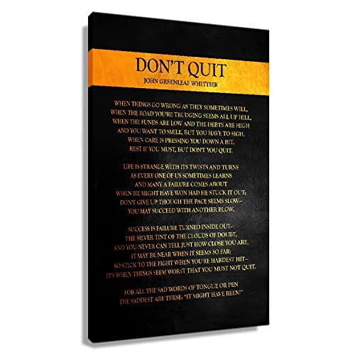 Dont Quit Poem Framed Canvas Motivational Wall Art Quotes Poster Inspirational Pictures For Living Room Poetry Gift Framed (16x24 inch)