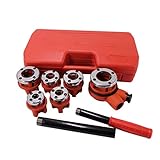 HFS (R) Ratchet Pipe Threader Kit Ratcheting Pipe Threading Tool Set w/ 6 Dies and Storage Case 1/4', 3/8', 1/2', 3/4', 1', 1-1/4' Pipe Threader Kit