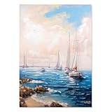THÈME MARITIME: Superbe scène de voiliers sur la mer avec un ciel pastel, parfaite pour une décoration côtière élégante