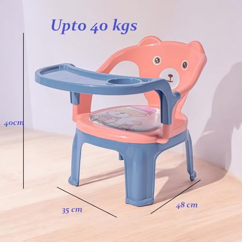 Image of Skylofts Pink Plastic Baby Chair with Cushioned Seat & High Backrest Feeding Chair for Baby with Removable Tray Chair for Kids (6months -4 Years)