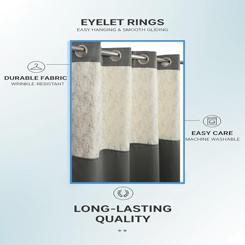Image of IVAZA Dual-Tone Design 100% Complete Blackout Curtains - Room Darkening Curtain for Windows -, Heavy Blackout, Thermal Insulation Curtains, Black Out Curtain for Windows 6 feet Set of 2 Grey