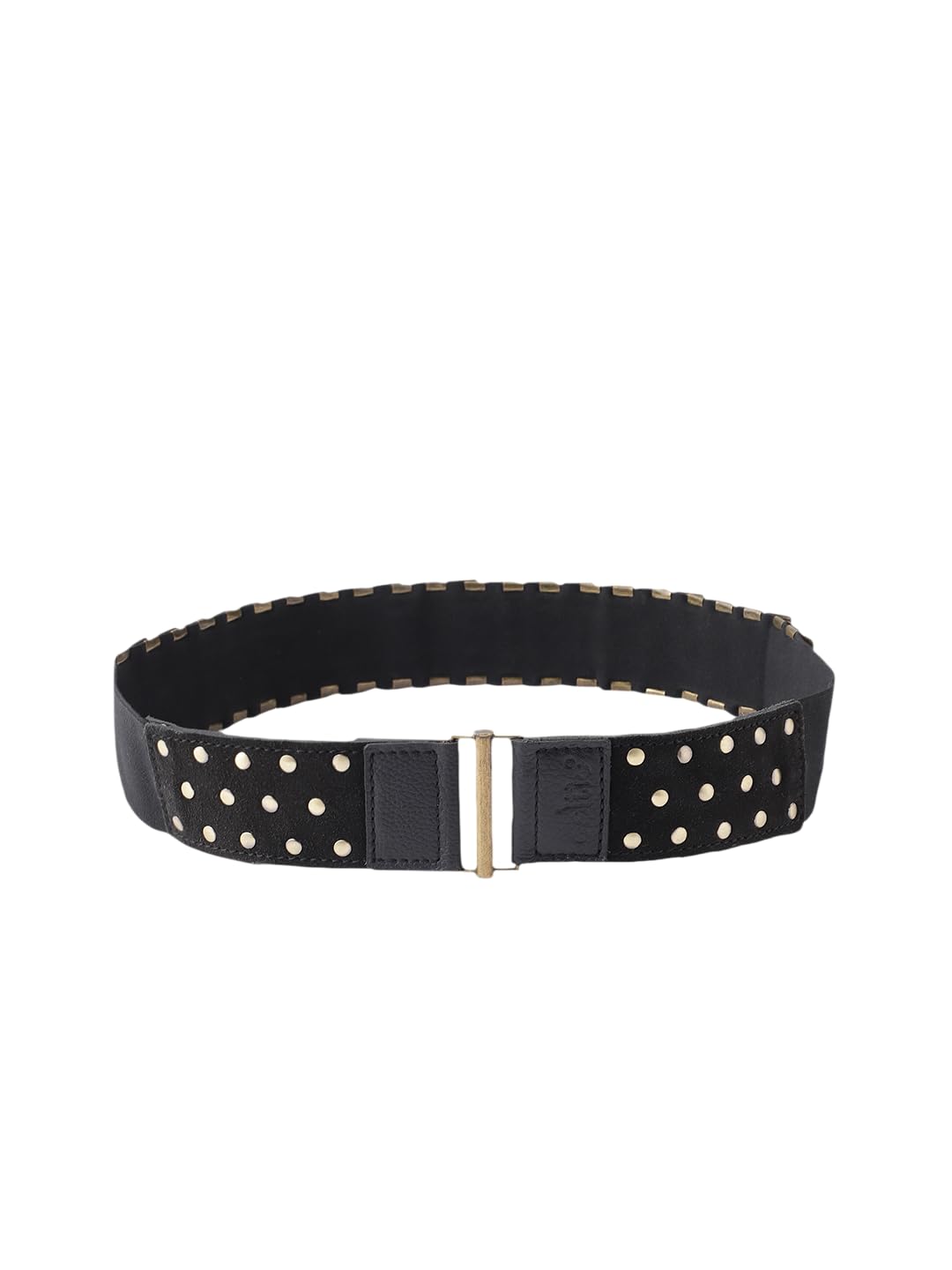 Women Studded Leather Waist Belt With Gold Tone Fastening For Stylish Everyday Outfits-image-34