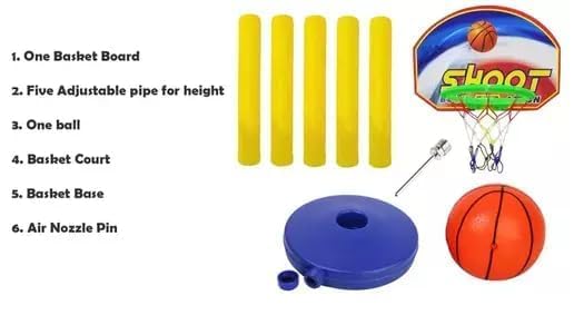 Image of Prime Adjustable Basket Ball Kit with Hanging Board Stand Toy for Kids Play Toy and Return Birthday Gift Item Pack of 1 (M1 Multi Color)
