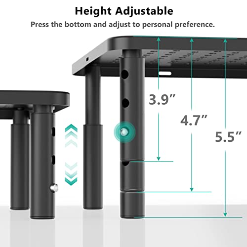 Image of WALI Desk Organizer, 1 Tier Computer Monitor Stand for Desk, Desk Monitor Riser 3 Height Adjustable, Laptop Stand Underneath Storage for Office, Home, School Supplies (STT003), 1 Pack, Black
