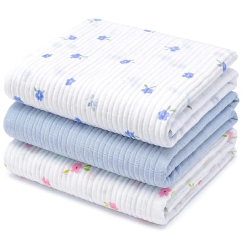 Image of Muslin Swaddle Blankets for Newborns, 3 Pack Multipurpose 100% Organic Cotton, Ultra Soft Breathable Receiving Blanket 47 x 47 inches, Swaddle Wrap for Baby Boys & Girls