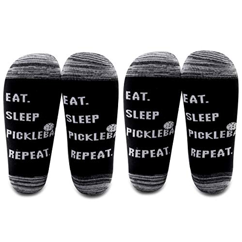 2 Pairs Pickleball Socks Sports Lovers Gift Eat Sleep Pickleball Repeat Cotton Socks for Sister Brother Father Mother