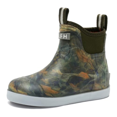 Image of Women's Deck Boots, Rubber Rain Boots Chelsea Ankle Booties with Anti-Slip Sole Waterproof Fishing Shoes for Outdoor Work Garden Camping