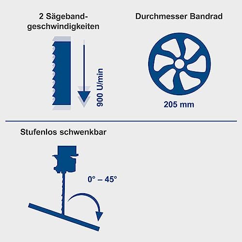 Bild 3 - Scheppach Bandsäge HBS20 | 230V | 350 Watt | max. Durchlasshöhe: 80 mm | max. Durchlassbreite: 200 mm | Großzügiger Arbeitstisch 300 x 300 mm | Holzbandsäge | Modellbausäge
