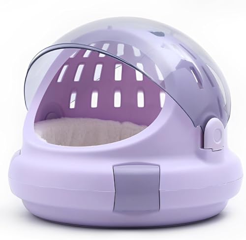 JoyeeLii ペットキャリーケース 猫 超軽量 スペースデザイン 猫キャリーバッグ 通気性 耐久性 大型猫対応 折りたたみ コンパクト 手提げ 持ち運び簡単 旅行 出歩き おでかけ用 (パープル)