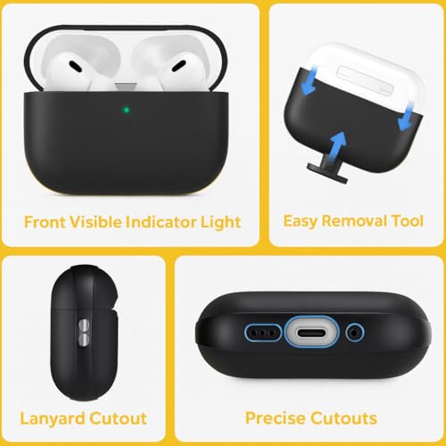 Image of Hybrid Vegan Leather TPU Case Cover for Apple Airpods Pro 3 (2025), with Lanyard (Leather Suede Black)