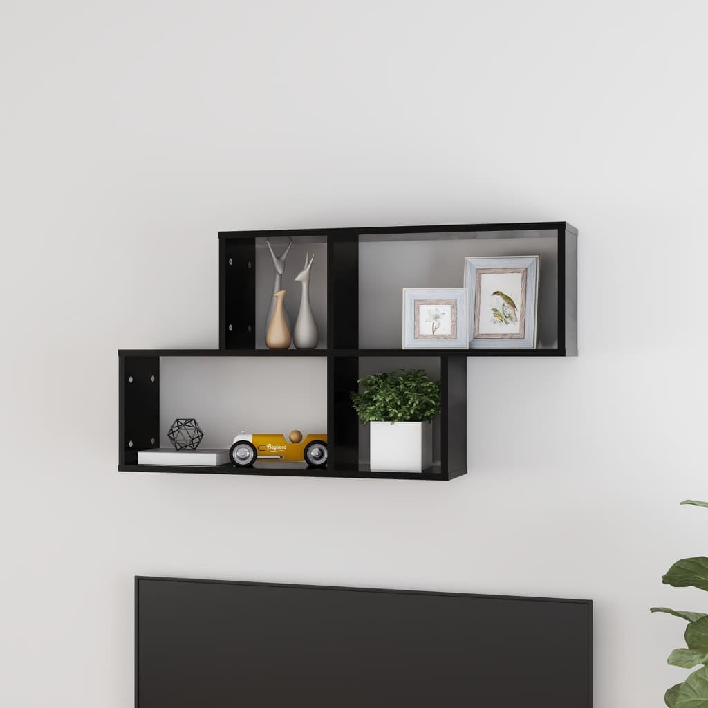 Étagère murale en bois noir 100cm pour salon design