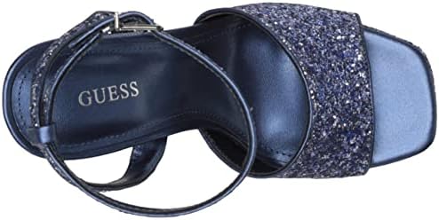 GUESS Women's TABYEP Heeled Sandal, Blue Glitter 421, 7.5 | Image 4