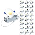 Ensenior 24 Pack 3 Inch LED Recessed Ceiling Light, Dimmable, 2700K-5000K 5CCT, 500LM 6W 120V, High Brightness Dimmable Canless Wafer Downlight - ETL&FCC&IC