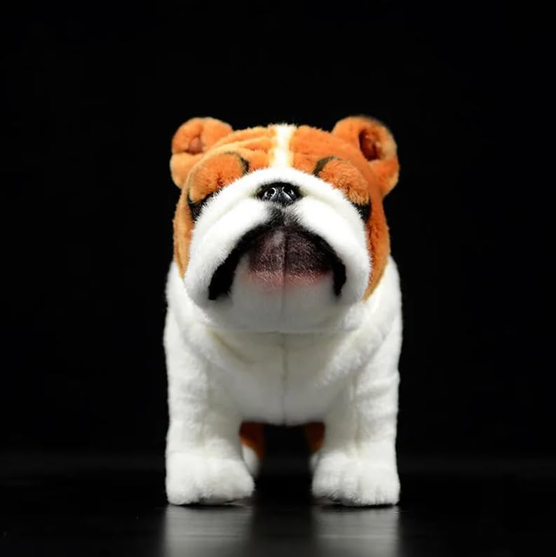 Simulazione British Bulldog Peluche Giocattolo Realistico In Piedi Cani In Piedi Giocattoli Animali Di Peluche Per I Bambini Regali Di Compleanno 26 cm Giallo