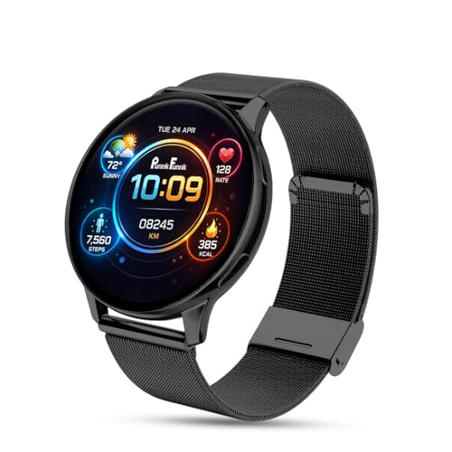 Image of PunnkFunnk Active 5 Smart Watch with 1.3 inch AMOLED HD Display | Bluetooth Calling, AI Voice Assistant, 100+ Sports Modes, Heart Rate & SPO₂ Tracking, IP68 Waterproof for Men & Women-(Millanese Black)