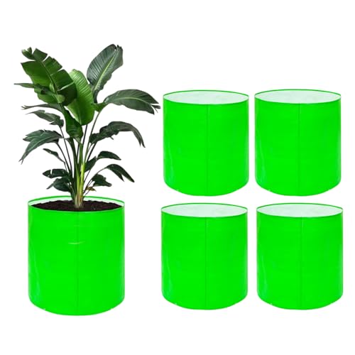 Image of Go Hooked Grow Bags for Gardening Vegetables Herbs & Flowers (Set of 5) Planter Bags for Home Balcony Terrace & Outdoor Farming (12 Inch, 250gsm) Heavy Duty Reusable Gallon Grow Bags (Round)