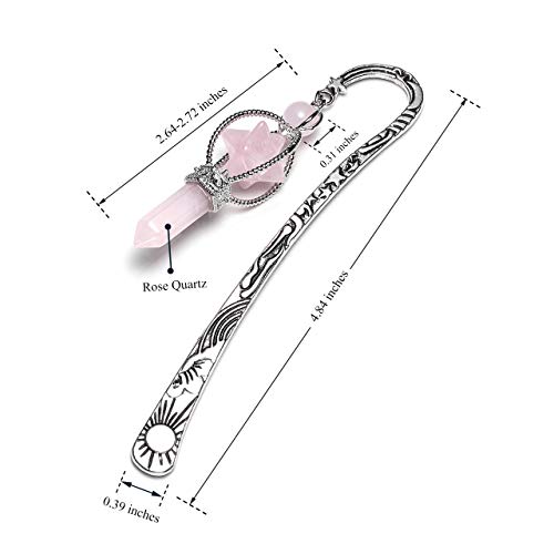 Jovivi 3Pcs Anqitue Silver Metal Bookmark For Women Beading Bookmarks With Crystal Quartz Merkaba Hexagonal Pointed Bead #TOP5