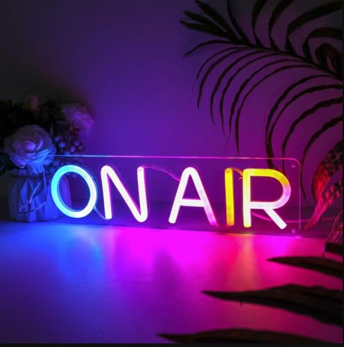 Image of Ulalaza RGB & Color Flow Effect Better On air LED Neon Sign with Remote Control Music Sync Timer Setting Acrylic Light for Wall Party Decor Bedroom Bar Wedding Home Birthday USB Powered