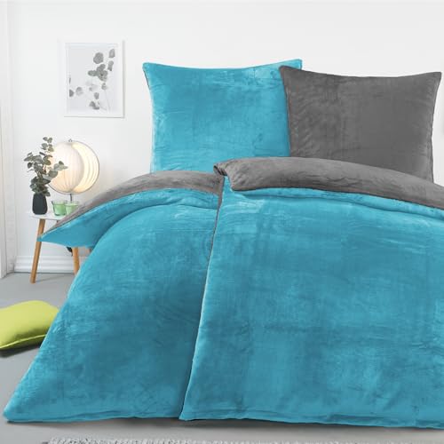 BaSaTex Winter Plüsch Bettwäsche Set 4 Teilig Nicky-Teddy Cashmere-Touch...