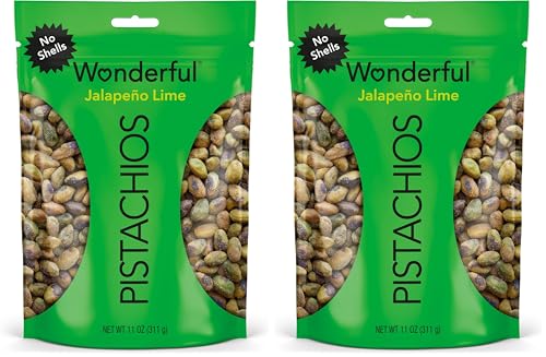 Image of Wonderful Pistachios No Shells, Jalapeno Lime Flavored Nuts, 11 Ounce Resealable Bag, Spicy Nuts, Protein Snacks, Gluten Free Pantry Staples, Healthy Snacks (Pack of 2)