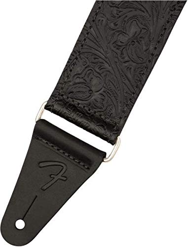 Fender© »Tooled Leather Sangle » Sangle pour Guitare et Basse – 5cm de large – Noir - Les Beatles, Paul McCartney, John Lennon, RIngo Starr, George Harrison Fender©"Tooled Leather Sangle" Sangle pour Guitare et Basse - 5cm de large - Noir – Image 3