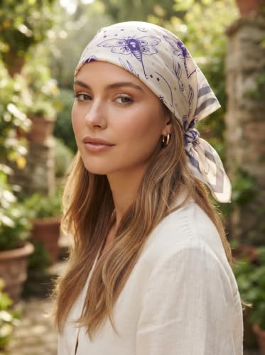 Image of Ravaiyaa - Attitude is everything Women Printed Silk Bandana 21 x 21 Inch Square Headband & Hair Wrap, Soft & Versatile | Fashion Neck Wrap