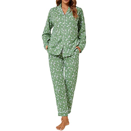 Image of Tugege Pajamas Set Long Sleeve Sleepwear Womens Button Down Nightwear Pj Sets