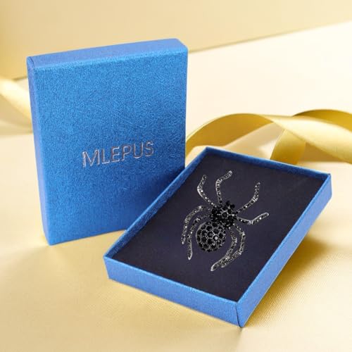 Image of Rhinestone Spider Brooch for Women Men Gold Plated Fashion Crystal Vintage Brooch Green Black Large Insect Animal Lapel Pin Creative Dress Accessories Theme Party Jewelry Gift Father's Day Halloween
