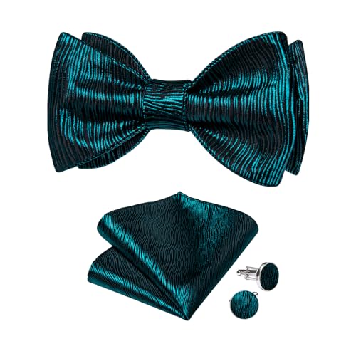 Image of DiBanGu Mens Silk Self Bow Tie Set 4PCS for Tuxedo Wedding
