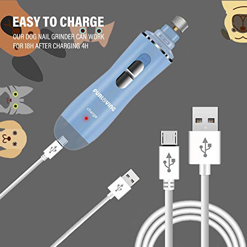 Furloving Pet Nail Grinder for Cats and Small Dogs, with 3 grind ports, 2 speed setting,50 DB Ultra Quiet Electric with USB Plug, Nail Scissors and File(Light Blue) - Image 7