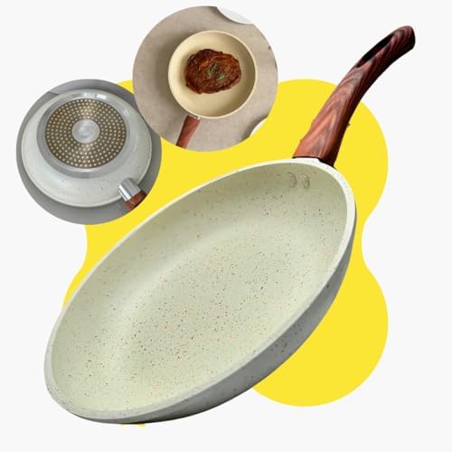 Frigideira Grande Em Cerâmica Cabo De Madeira Fundo Indução Fogão...