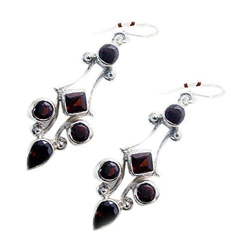 Boucles d'oreilles grenat push push anti-perte en argent sterling - 3